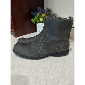Bedstu Mens Genuine Leather Ankle Boots Side Zipper Dark Distressed Look Size 9.